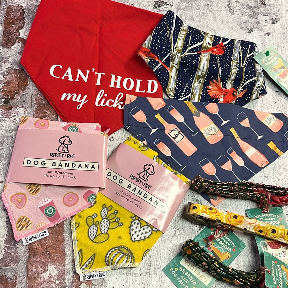 NWT Lot of 8 Small Size Dog Bandanas & Collars